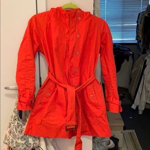 Jcrew orange red rain jacket petite